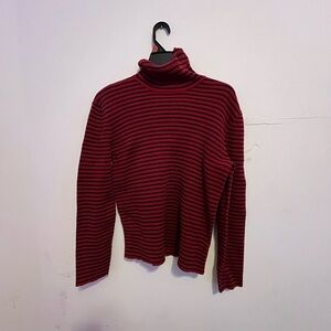 Lauren Ralph Lauren Red and Black Striped Sweater